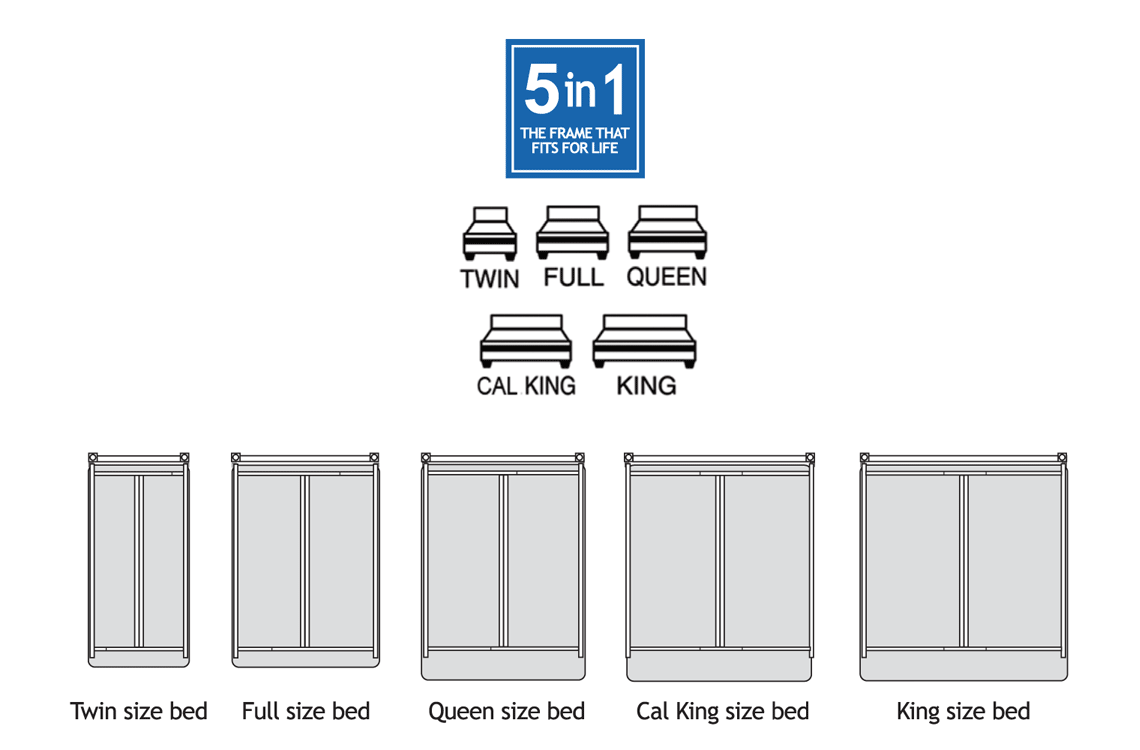 universal size metal bed frame fits twin, full, queen, king, cal king