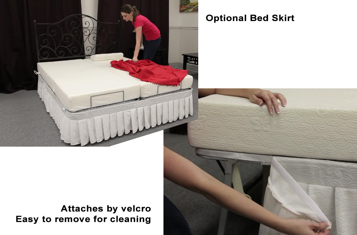 bed adjustable skirt frame velcro head pragma feet metal foot views attached folding michigandiscountmattress