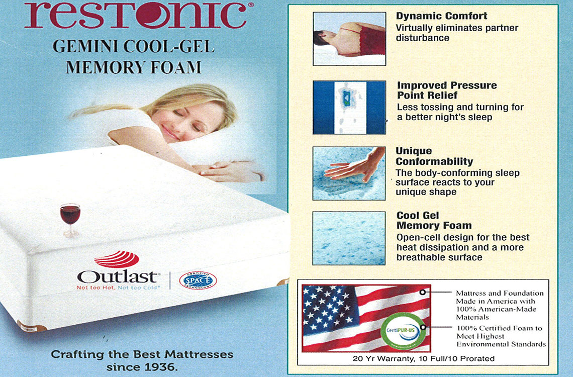 Gemini Gel Infused w/Latex Affordable Luxury Memory Foam Mattress