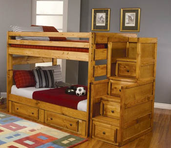 Coaster oak bunk bed with stairs 460096